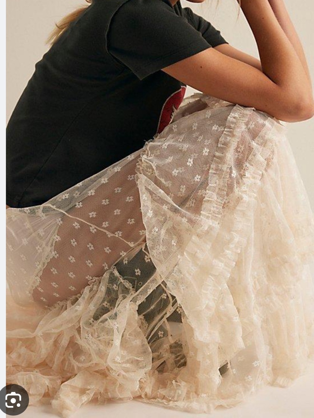 Free People Don't Let Me Go Half Slip Lace Tulle Ruffles Sheer Skirt XS - Picture 3 of 8